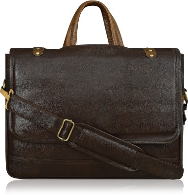 Shg enterprise Chocolate & Tan Color Faux Leather 10L Office Laptop Bag For Men BG49 Waterproof Messenger Bag(Maroon, 10 L)