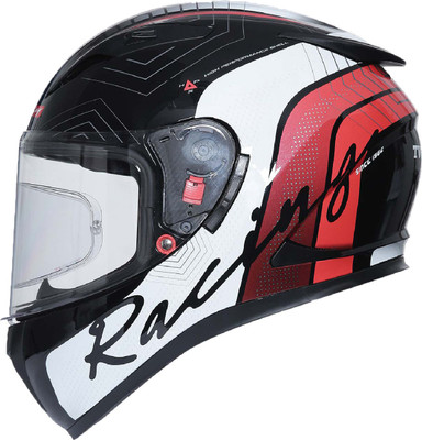 TVS Racing Single Visor Motorbike Helmet(Red & White)