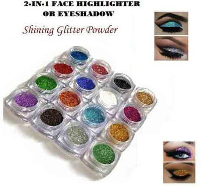 GFSU LONG LASTING MULTI COLOR 2-IN-1 GLITTER EYE-SHADOW OR FACE HIGHLIGHTER POWDER Highlighter(MULTI COLOR)