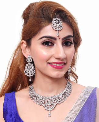 VATSALYA creation Alloy Gold-plated White Jewellery Set(Pack of 1)