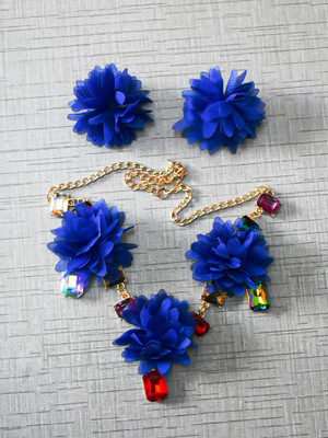 Ibtida Stone Gold-plated Blue Jewellery Set(Pack of 1)