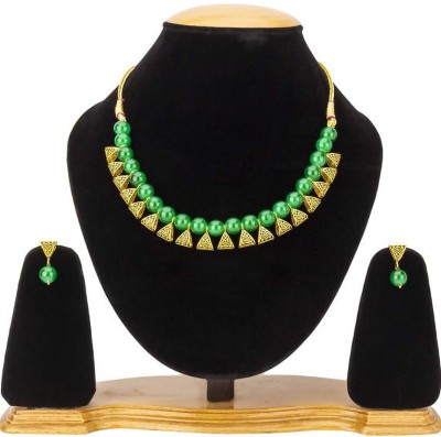 World Wide Villa Oxidised Silver Green Jewellery Set(Pack of 1)