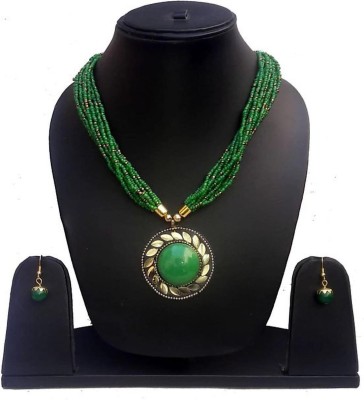 World Wide Villa Oxidised Silver Green Jewellery Set(Pack of 1)