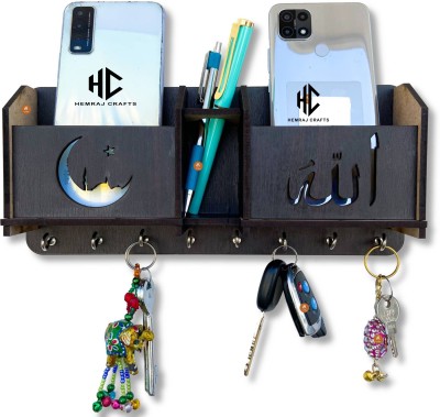 Kaynka ISLAMIC 786 Wood Key Holder(8 Hooks, Black)