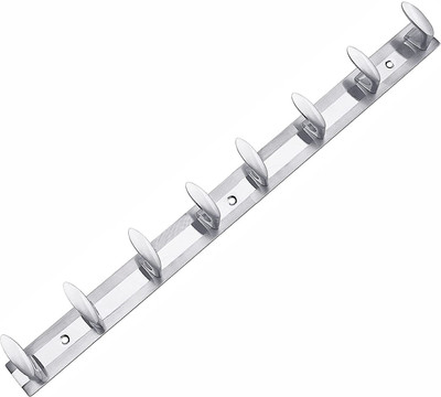 Shoptry LABS STEEL Cloth Hanger RAIL BTTHROOM&DOOR HOOK HANG KEY CLOTH TOWEL ETC Hook Rail 8(Pack of 1)