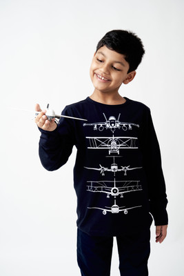 Ladore Boys Printed Pure Cotton Regular T Shirt(Blue, Pack of 1)