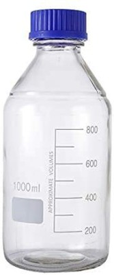 Salco Reagent Bottles (Narrow Mouth) Graduated Storage Glass Bottle with GL45 Blue Polypropylene Screw Cap (1000 ML) Laboratory Dropper Bottle(Borosilicate Glass 1000 ml Pack of1)