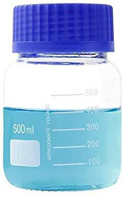 Salco Reagent Bottles (Wide Mouth) Graduated Storage Glass Bottle with GL80 Blue Polypropylene Screw Cap (500 ML) Laboratory Dropper Bottle(Borosilicate Glass 500 ml Pack of1)