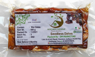 Kitchen Jungle Seedless Dates (1KG) Pin Khajur Arabian Dates, Dates Dry Fruit Dates(1 x 1 kg)