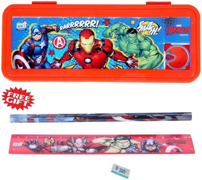 School Mate Puzzle, Password Protected Avengers Plastic Pencil Box Red for Kids Art Plastic Pencil Box(Set of 1, Multicolor)
