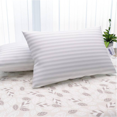 ATOMIC Microfibre Stripes Sleeping Pillow Pack of 2(White, Grey)