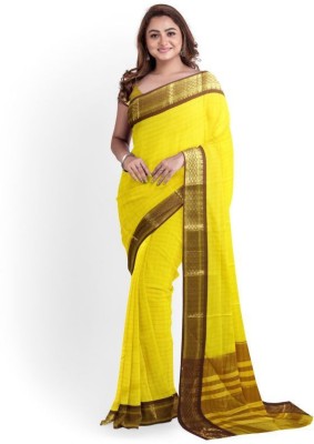 ShopEasy Printed Bollywood Silk Blend Saree(Yellow)