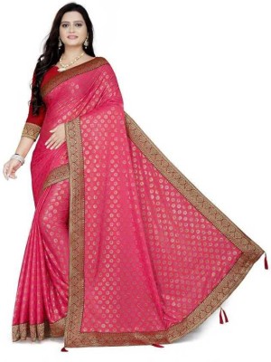 KALAVRUTI CREATION Polka Print Bollywood Lycra Blend Saree(Pink)