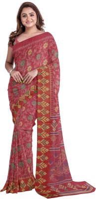 achira tex Floral Print Bollywood Cotton Silk Saree(Red)