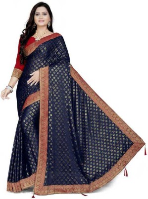 KALAVRUTI CREATION Polka Print Bollywood Lycra Blend Saree(Blue)