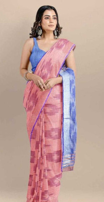 DD Handloom Printed Bollywood Cotton Blend Saree(Blue, Pink)