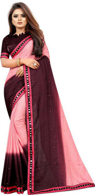 Bride brand Embellished, Solid/Plain Bollywood Georgette Saree(Pink)