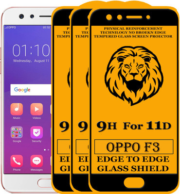 KING COVERS Tempered Glass Guard for Edge To Edge Tempered Glass for OPPO F3, Pack of 3(Pack of 3)