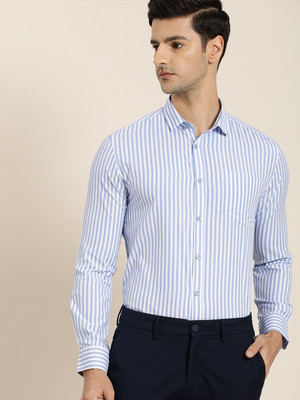INVICTUS Men Striped Formal Blue Shirt