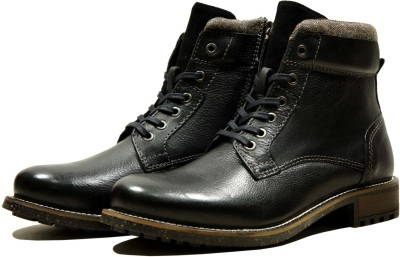 HX London Stylish Laceup Boots For Men(Black , 8)