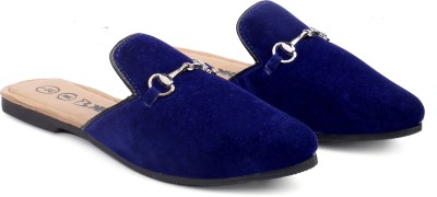 YUVRATO BAXI Men's Suede Matrial Blue Casual Ethnic Mule Inddor Shoes Ethnic Mule For Women(Blue , 10)