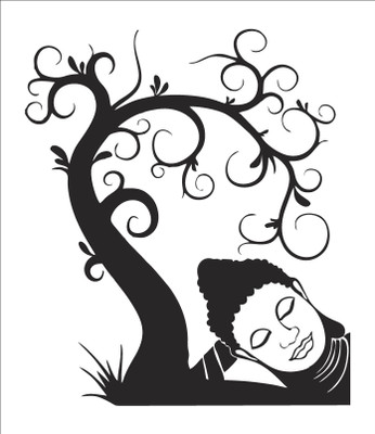 sp decals 65 cm Sleeping buddha under a tree PVC vinyl multicolor wall sticker size :- 65 Cm X 75 Cm Self Adhesive Sticker(Pack of 1)