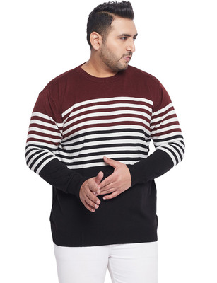 bigbanana Colorblock, Striped Round Neck Casual Men Multicolor Sweater