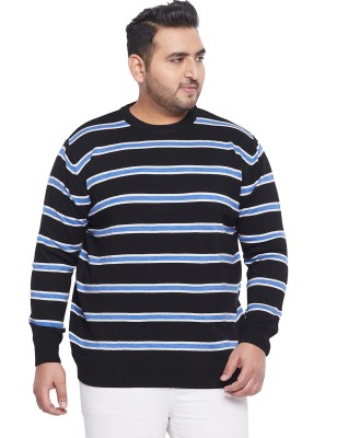 bigbanana Striped Round Neck Casual Men Blue Sweater