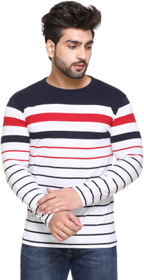 BLACK BLINK Striped Men Round Neck Red T-Shirt