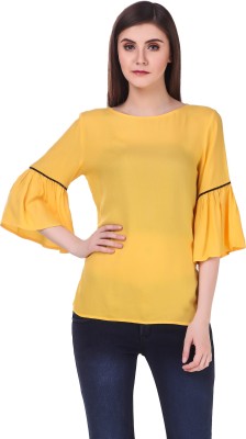 TADMOS Casual Self Design Women Yellow Top