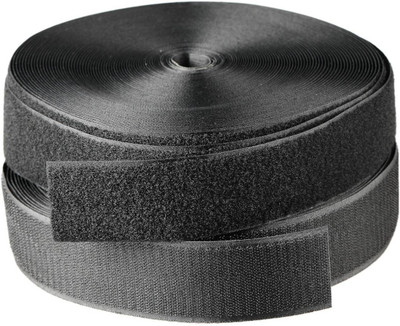 Lucknow Crafts 25 M Black Velcro 25mm 1Inch Width Hook + Loop Sew-on Fastener tape roll strips Use in Sofas Backs, Footwear, Pillow Covers, Bags, Purses, Curtains etc. (25Meter Black) Sew-on Velcro(Black)