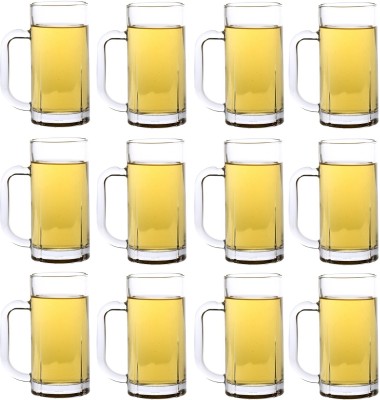 AFAST (Pack of 12) Stylish Transparent Glass Mug With Handle For Bar, Juice, Shake, Home - AD1 Glass Set Beer Mug(280 ml, Glass, Clear)