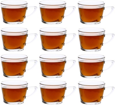 Somil Pack of 12 Glass Clear Glass Coffee & Tea Cup/ Mug (170 Ml), Pack Of 12(Clear, Cup Set)