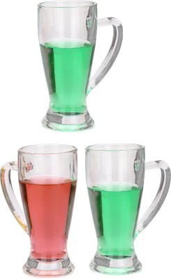 AFAST (Pack of 3) Stylish Transparent Glass Mug With Handle For Bar, Juice, Shake, Home - AE1 Glass Set Beer Mug(240 ml, Glass, Clear)