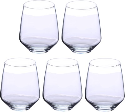 1st Time (Pack of 5) Transparent Water Glass, Set Of 5, 350 ML Glass Set Water/Juice Glass(350 ml, Glass, Clear, White)