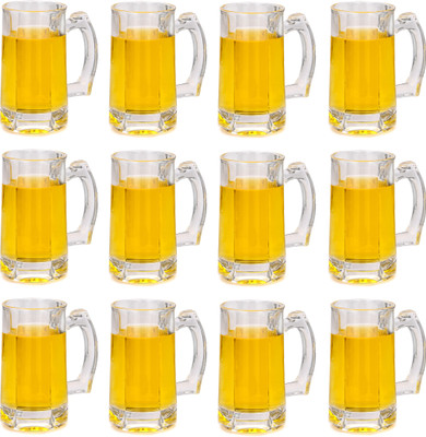 Somil (Pack of 12) Multipurpose Drinking Glass -B414 Glass Set Beer Mug(400 ml, Glass, Clear)