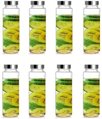 AFAST Multipurpose Food Grade Clear Water Bottle Container, Set Of 8, Capacity 750 ML 750 ml Bottle(Pack of 8, Clear, Glass)