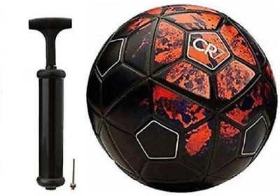 radion RF cr7 black football with air pump size-5 Football - Size: 5(Standard, Pack of 1)