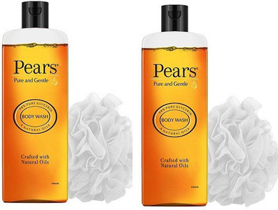 Pears PURE AND GENTLE BODY WASH LOOFAH COMBO 250ML [PACK OF 2] (2 x 250 ml)(4 x 125 ml)