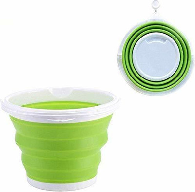 Primetan Foldable Collapsible Silicone Bucket,Portable & Space Saving Bucket with Handle 5 L Silicone Bucket(Multicolor)