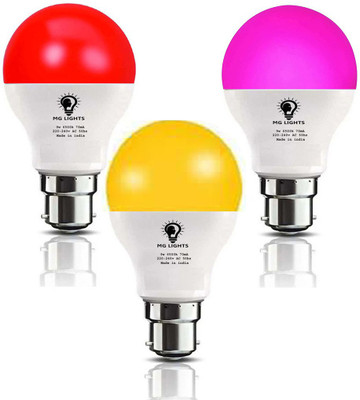 mg lights 9 W Basic Arbitrary B22 LED Bulb(Red, Pink, Yellow, Pack of 3)