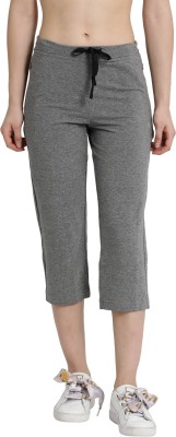 Enamor E018 Mid-Rise Straight Leg Women Grey Capri