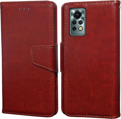 Unistuff Flip Cover for Infinix Note 11s(Brown, Dual Protection, Pack of: 1)