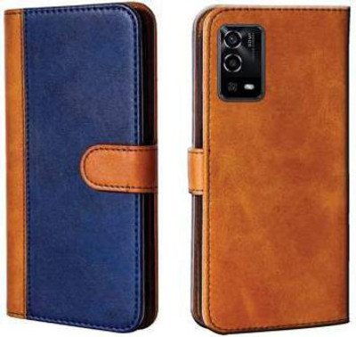 Mycos Flip Cover for Oppo A55 4G(Blue, Brown, Camera Bump Protector, Pack of: 1)