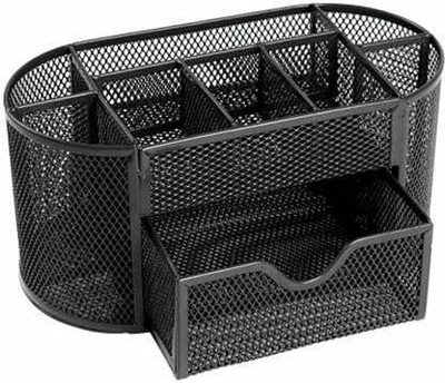 EBOFAB 8 Compartments Metal Desk Organizer(Black)