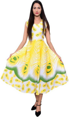 ANUNJA Women A-line White Maxi/Full Length Dress