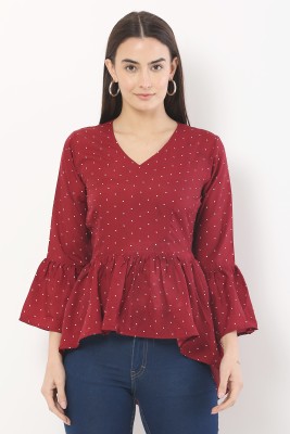 Berlin Club Casual Printed Women Maroon Top