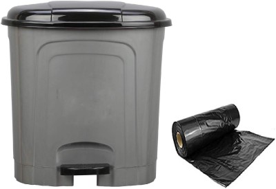 AK HUB Standard Plastic Dustbin For Multipurpose Use With Garbage Bag (19*21-30P-12Ltr) Plastic Dustbin(Grey, Pack of 2)