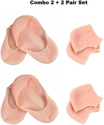 CareHut Silicone Gel Heel Socks 2 Pairs + Silicon Full Heel Protector 2 pairs Heel Support