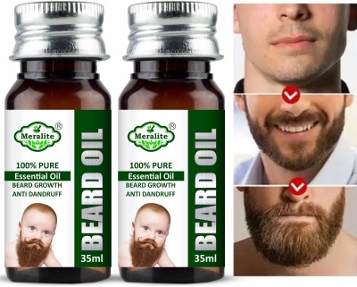 Meralite Advanced Beard Growth Oil for Men (SLS & Parabean Free) 35ml (Pack of 2) Hair Oil(70 ml)